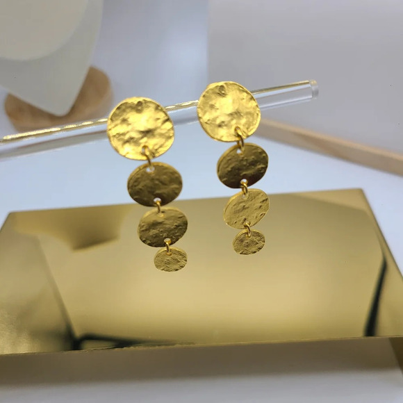 Kenneth Lane Goldtone Coin Drop Clip On Earrings - Picture 5 of 8